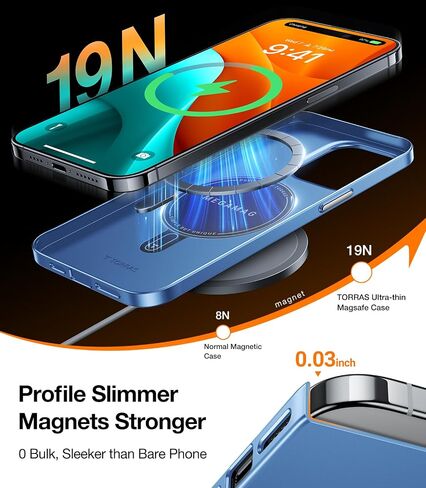 حافظة TORRAS مغناطيسية رفيعة مناسبة لهاتف iPhone 15 Pro Max، حافظة هاتف 15 ProMax رفيعة للغاية متوافقة مع MagSafe، حافظة صلبة خفيفة الوزن مضادة للخدش لهاتف iPhone 15 ProMax مقاس 6.7 بوصة OriginFit، أسود in Saudi Arabia