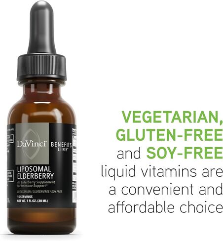 DAVINCI Labs Liposomal Elderberry - مكمل لدعم المناعة لصحة الرئتين والحلق والجيوب الأنفية* - مع مستخلص ElderCraft الأوروبي الأسود - خالي من الغلوتين - نباتي - 30 مل، 15 وجبة in Saudi Arabia