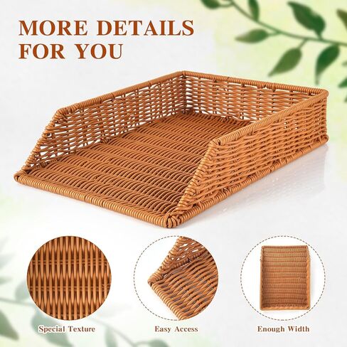 قطعتين من الروطان المكتبي، صينية ورق منظم، حامل سلة ورق الرسائل، حامل ملف صينية منظم، سلة من القش لمنظم الأوراق المكتبية والتخزين in Kuwait