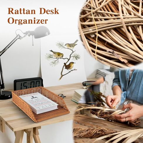 قطعتين من الروطان المكتبي، صينية ورق منظم، حامل سلة ورق الرسائل، حامل ملف صينية منظم، سلة من القش لمنظم الأوراق المكتبية والتخزين in Kuwait