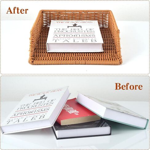 قطعتين من الروطان المكتبي، صينية ورق منظم، حامل سلة ورق الرسائل، حامل ملف صينية منظم، سلة من القش لمنظم الأوراق المكتبية والتخزين in Kuwait