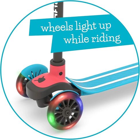 Chillafish Scotti Glow 3-Wheel Lean-to-Steer Scooter with Light-up Wheels, twintip Antislip Deck and Integrated Brake, Adjustable Height Handlebars, Comfy handgrips, for All Ages 3 and up, Blue in Saudi Arabia