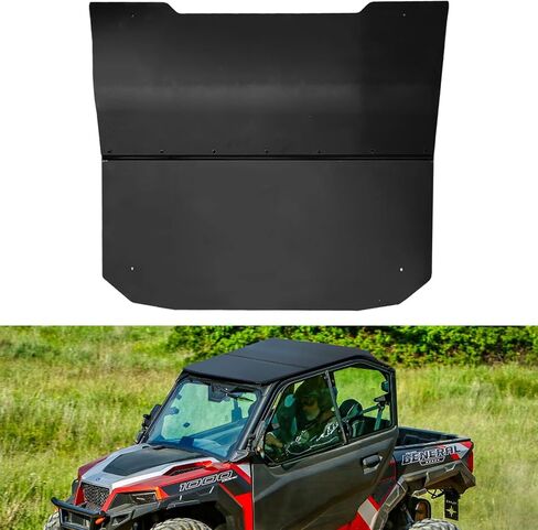 سطح علوي من الألومنيوم لـ Polaris General 1000 / XP 1000 2016-2023، A & UTV PRO مكون من قطعتين من ملحقات غطاء واقي الشمس للسقف الصلب، استبدل OEM # 2881105، مقاوم للأشعة فوق البنفسجية، أسود، مقعدين in Saudi Arabia