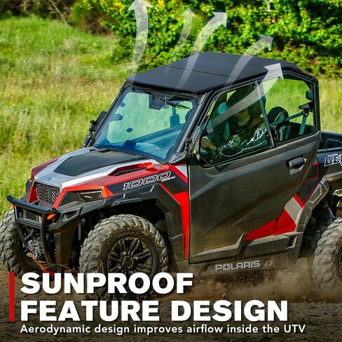 سطح علوي من الألومنيوم لـ Polaris General 1000 / XP 1000 2016-2023، A & UTV PRO مكون من قطعتين من ملحقات غطاء واقي الشمس للسقف الصلب، استبدل OEM # 2881105، مقاوم للأشعة فوق البنفسجية، أسود، مقعدين in Saudi Arabia