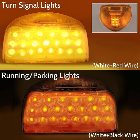 2Pcs Turn Signal Fit for Peterbilt,31 LED Triangle Amber Peterbilt Turn Signal With 3 Wires Replacement Fit for Peterbilt 379 359 357 365 378 Amber Led/Clear Lens in Kuwait