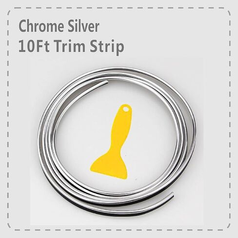 شريط تزيين داخلي للسيارة بطول 10 أقدام (3 أمتار) بفجوة (كروم فضي) in Kuwait