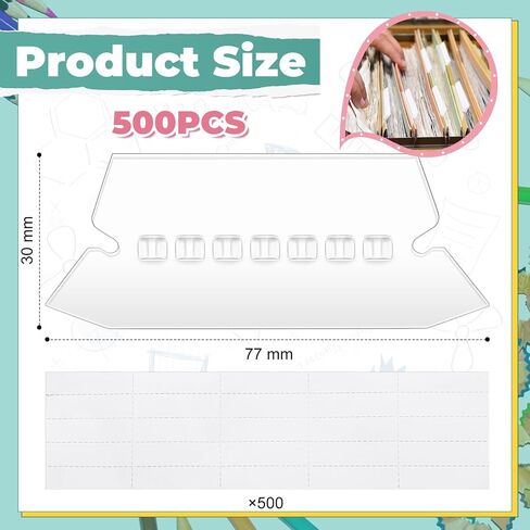 500 Hanging File Folder Tabs 500 Sets File Folder Tabs and Inserts Clear and White Blank Paper Labels for Office Back to School Organizing and Classifying Hanging Files in Saudi Arabia