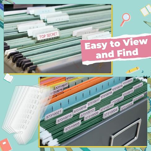 500 Hanging File Folder Tabs 500 Sets File Folder Tabs and Inserts Clear and White Blank Paper Labels for Office Back to School Organizing and Classifying Hanging Files in Saudi Arabia