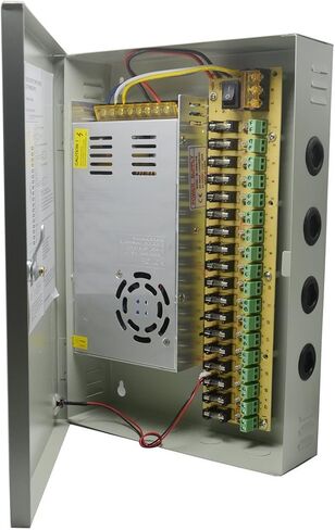 12V DC 18-Channel Distributed Power Supply Box 360W 30A Individual Fuse for CCTV Security Camera LED Strip Light and More in Saudi Arabia