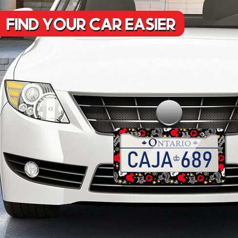 إطارات لوحة ترخيص Akkya للنساء والرجال، غطاء حامل لوحة السيارة، إطار معدني لطيف ومضحك من الفولاذ المقاوم للصدأ، ملحقات السيارة الأمامية والخلفية (أسود وأزرق) in Kuwait