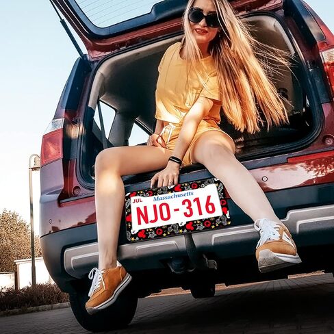 إطارات لوحة ترخيص Akkya للنساء والرجال، غطاء حامل لوحة السيارة، إطار معدني لطيف ومضحك من الفولاذ المقاوم للصدأ، ملحقات السيارة الأمامية والخلفية (أسود وأزرق) in Kuwait