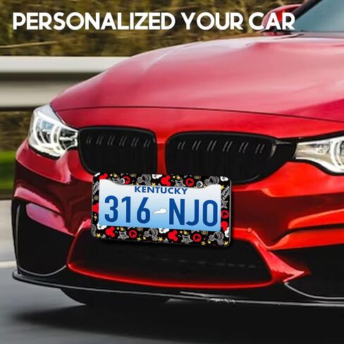 إطارات لوحة ترخيص Akkya للنساء والرجال، غطاء حامل لوحة السيارة، إطار معدني لطيف ومضحك من الفولاذ المقاوم للصدأ، ملحقات السيارة الأمامية والخلفية (أسود وأزرق) in Kuwait