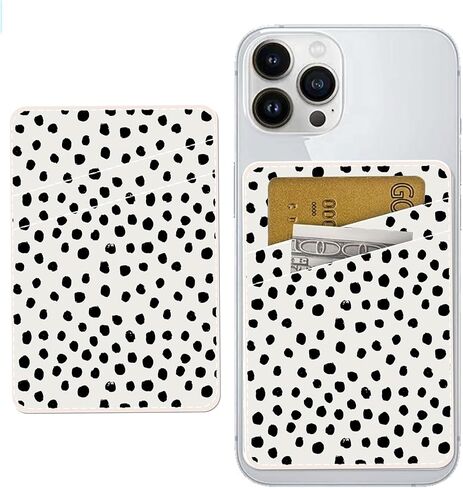 Phone Card Holder Leather, Dual Pocket Phone Wallet Adhesive Stick On, Cute Phone Case Credit Card Holder, Suitable for Most of Phones Cute Art Lines in Kuwait