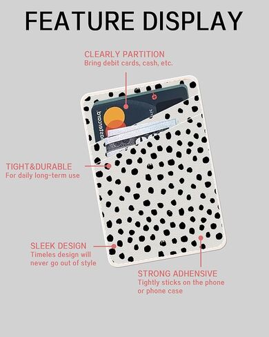 Phone Card Holder Leather, Dual Pocket Phone Wallet Adhesive Stick On, Cute Phone Case Credit Card Holder, Suitable for Most of Phones Cute Art Lines in Kuwait