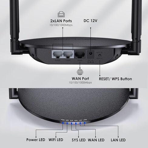 راوتر واي فاي AC1200 ثنائي النطاق 5G/2.4G واي فاي، راوتر إنترنت لاسلكي للمنزل، منافذ إيثرنت 10/100 ميجابت في الثانية، 4 × 5dBi هوائيات متعددة الاتجاهات، يدعم جهاز التوجيه/مكرر/وضع نقطة الوصول in Kuwait