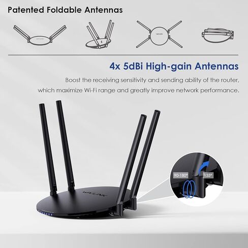 راوتر واي فاي AC1200 ثنائي النطاق 5G/2.4G واي فاي، راوتر إنترنت لاسلكي للمنزل، منافذ إيثرنت 10/100 ميجابت في الثانية، 4 × 5dBi هوائيات متعددة الاتجاهات، يدعم جهاز التوجيه/مكرر/وضع نقطة الوصول in Kuwait