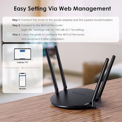 راوتر واي فاي AC1200 ثنائي النطاق 5G/2.4G واي فاي، راوتر إنترنت لاسلكي للمنزل، منافذ إيثرنت 10/100 ميجابت في الثانية، 4 × 5dBi هوائيات متعددة الاتجاهات، يدعم جهاز التوجيه/مكرر/وضع نقطة الوصول in Kuwait