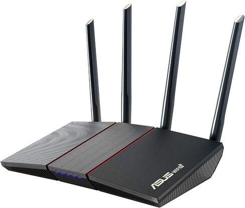 ASUS RT-AX55 AX1800 ثنائي النطاق WiFi 6 Gigabit Router، 802.11ax، أمان الإنترنت مدى الحياة، المراقبة الأبوية، دعم شبكة WiFi، MU-MIMO، OFDMA، 4 منافذ Gigabit LAN، Beamforming (متجدد) in Saudi Arabia