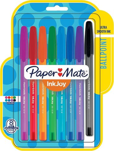 Paper Mate InkJoy 100ST Ballpoint Pens, Medium Point, Assorted Ink, 8 count(pack of 1) (1945932) in Saudi Arabia