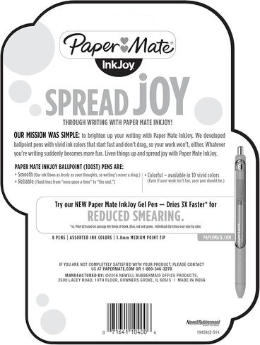 Paper Mate InkJoy 100ST Ballpoint Pens, Medium Point, Assorted Ink, 8 count(pack of 1) (1945932) in Saudi Arabia