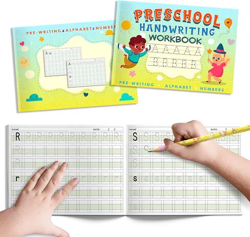 Kindergarten/Preschool Handwriting Workbook- Alphabet & Number Tracing Writing Paper with Lines, Learning Tools for Age 2/3/4/5 Year Old Kids/Boys/Girls, ABC Learning for Toddler, Homeschool Supplies in Saudi Arabia