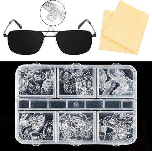 18 Pairs Push-in Eyeglass Nose Pads Glasses Nose Pads Replacement Kit 6 Options Available for Replacing and Having Spare Nose Pads for Sunglasses in Kuwait