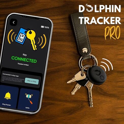 tag8 Dolphin Smart Tracker Pro، علامة بلوتوث لمحفظة البطاقات، حقيبة الأمتعة، الهاتف ومكتشف المفاتيح، جهاز تعقب GPS بديل لتحديد موقع العناصر الخاصة بك، متوافق مع أجهزة Android وApple، حزمة 1، أسود in Kuwait