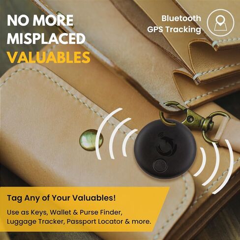 tag8 Dolphin Smart Tracker Pro، علامة بلوتوث لمحفظة البطاقات، حقيبة الأمتعة، الهاتف ومكتشف المفاتيح، جهاز تعقب GPS بديل لتحديد موقع العناصر الخاصة بك، متوافق مع أجهزة Android وApple، حزمة 1، أسود in Kuwait