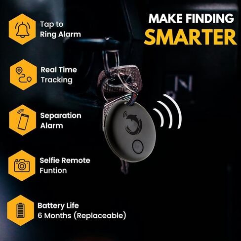 tag8 Dolphin Smart Tracker Pro، علامة بلوتوث لمحفظة البطاقات، حقيبة الأمتعة، الهاتف ومكتشف المفاتيح، جهاز تعقب GPS بديل لتحديد موقع العناصر الخاصة بك، متوافق مع أجهزة Android وApple، حزمة 1، أسود in Kuwait