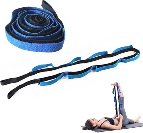 Yoga Strap for Stretching, Stretch Strap for Physical Therapy, 10 Loops Yoga Belt Strap for Stretching, Non-Elastic Stretching Strap with Loops for Exercise, Pilates (Purple & Black) in Saudi Arabia