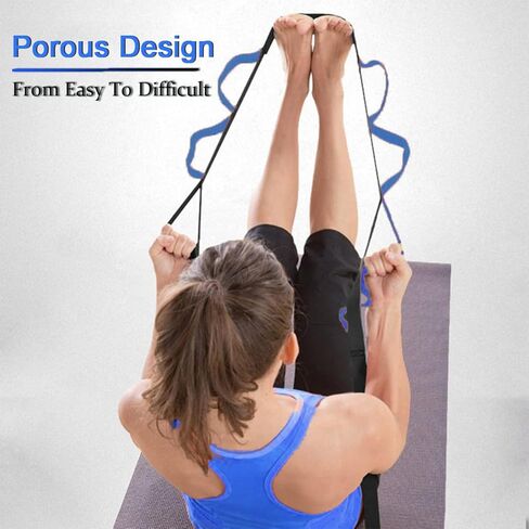 Yoga Strap for Stretching, Stretch Strap for Physical Therapy, 10 Loops Yoga Belt Strap for Stretching, Non-Elastic Stretching Strap with Loops for Exercise, Pilates (Purple & Black) in Saudi Arabia