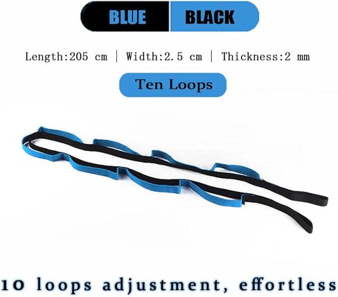حزام اليوغا للتمدد، حزام مطاطي للعلاج الطبيعي، حزام حزام اليوغا 10 حلقات للتمدد، حزام مطاطي غير مرن مع حلقات للتمرين، البيلاتيس (أرجواني وأسود) in Kuwait