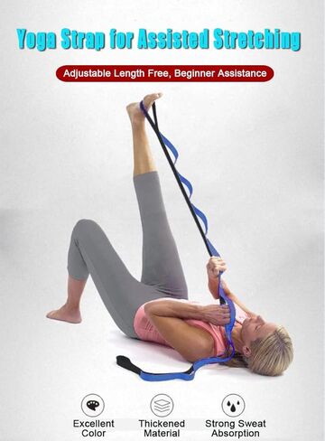 حزام اليوغا للتمدد، حزام مطاطي للعلاج الطبيعي، حزام حزام اليوغا 10 حلقات للتمدد، حزام مطاطي غير مرن مع حلقات للتمرين، البيلاتيس (أرجواني وأسود) in Kuwait