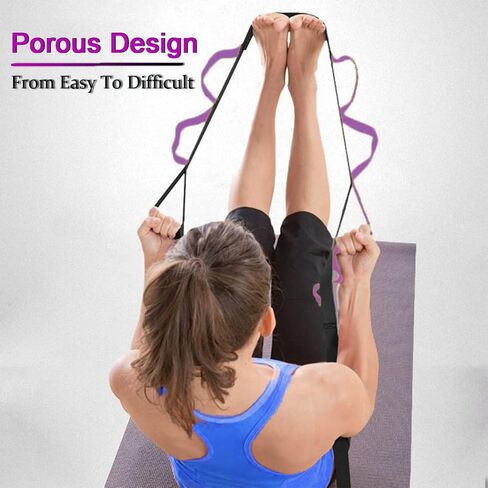Yoga Strap for Stretching, Stretch Strap for Physical Therapy, 10 Loops Yoga Belt Strap for Stretching, Non-Elastic Stretching Strap with Loops for Exercise, Pilates (Purple & Black) in Saudi Arabia