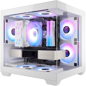 darkFlash ITX PC Case, Pre-Install 3 PWM ARGB Fans Computer Case, Full View Dual Tempered Glass ITX Case, Mini Size, Supports 240mm AIO(C275P) (White)