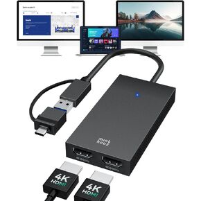 USB C إلى محول HDMI المزدوج ، Displaylink معتمد 4K@60Hz شاشة مزدوجة ، USB 3.1 إلى موسع HDMI المزدوج لنظام التشغيل Windows 10/11 و MacBook M1/M2/M3/M4 ، دعم Dell/HP/Lenovo/Surface المحمولة المحمولة السطحية