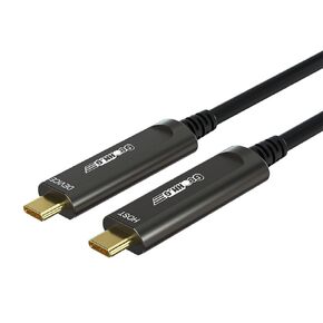 USB C to C Fiber Optic Extension Cable 15M/50FT, USB 3.2 10Gbps Long Distance Active Optical USB C GEN2 Cable for VR/AR, Quest2, Webcam, Camera, Mini PC and More - Grey