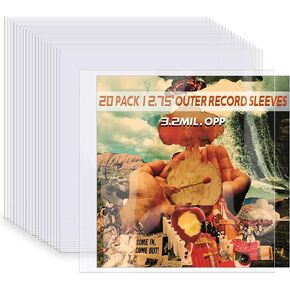 20 أكمام سجل فينيل صافية ، 12 "أكمام LP الخارجي ، 12.75" × 12.75 "، أغطية ألبوم واقية 3.2 مل لسجلات الفينيل الفردية والمزدوجة