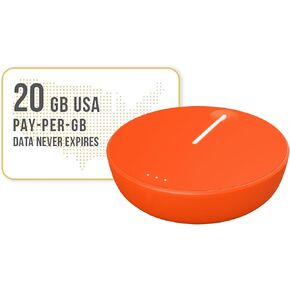 SIMO Solis Lite 4G LTE Mobile Hotspot, Portable WiFi for Travel in 140+ Countries, No SIM Card or Contract Required, Multi-Carrier Network Wireless, 10 Devices, 1GB/Month Lifetime + 20GB US Data
