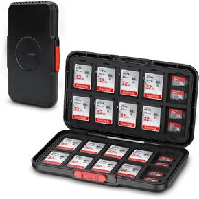 Pop Up Style Memory Card Case,60 Slots Memory Card Holder Wallet for 20 SD SDHC SDXC & 40 Micro SD SDXC SDHC TF MSD Cards,Portable Slim Micro SD Card Case Storage Organizer with EVA Foam Interior