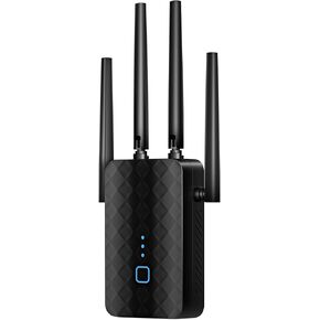 2025 Upgraded WiFi Extender Signal Booster for Home, 1.2Gbps WiFi Booster Dual Band 5.8GHz&2.4GHz, 1200Mbps Home Signal Booster w/Ethernet Port Covers Up to 10000 Sq.ft, Made for USA, Black