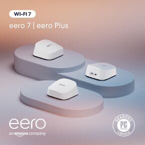 تقديم Amazon Eero 7 Dual-Band Mesh Wi-Fi 7 Router (أحدث طراز)-يدعم خطط الإنترنت تصل إلى 2.5 جيجابت في الثانية ، وتغطية تصل إلى 6000 قدم مربع ، 3 عبوات