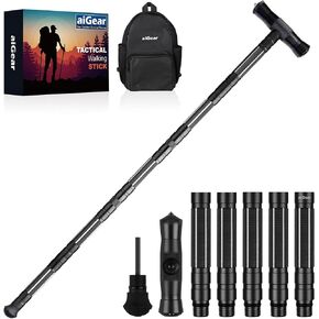 aiGear Tactical Stick Hiking Walking Staff - Trekking Poles Outdoor Tactical Staff Adjustable Hiking Stick for Survival Camping Hiking