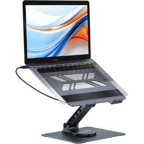 BoYata USB-C Laptop Docking Stand, 9 in 1 Aluminum USB C Dock Tablet Stand with 4K HDMI, 3 USB 3.0, PD 100W, Portable Docking Station for MacBook Pro/Air/Dell/HP/Surface/Lenovo, Plug and Play