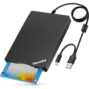 Floppy Disk Reader USB C External 3.5 inch 1.44 MB Floppy Disc Reader Dual USB Type A/C Floppy Disk Drive/Player/Converter Compatible with Windows 11/10/8/7/XP, Not Compatible with MAC