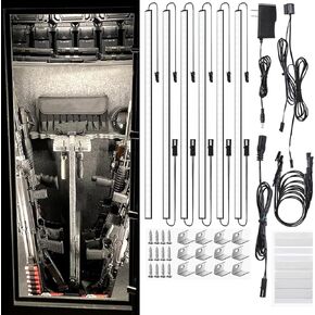 Door Activated Safe Light Kit, 6 Pack 12 Inch 5000K Black Led Safe Lighting Kit with Power Adapter, Self-Adhesive - Ideal for Safes, Closets, and Pantries