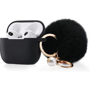 غطاء حالة الحماية لـ Airpods Case Generation Casing ، علبة السيليكون الناعمة مع POM POM POM لطيف لطيف (وردي) in Kuwait