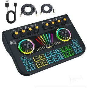Maming Audio Mixer Sound Sound Mixer W USB Audio Interface Changer ، بطاقة صوت حية بالكامل في البودكاست لدفق W Soundboard Soundsable لأجهزة الكمبيوتر الذكية لتسجيل الهواتف الذكية.