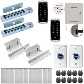 Visionis FPC-8126 2 DOORS التحكم في الوصول إلى الباب الخارجي 600 رطل MAGLOCK TIME حضور TCP/IP WIEGAND مربع الطاقة+مزود الطاقة ، لوحة مفاتيح/قارئ رقمي مقاوم للطقس في الهواء الطلق ، البرمجيات ، 10000 مستخدمي مجموعة