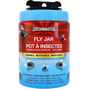 Catchmaster Reusable Fly Traps Outdoor Jar 6-Pack, Bug Catcher and Flying Insect Trap with Food-Based Lure for Pest Control, Pet Safe, Non Toxic Bulk Fly Traps